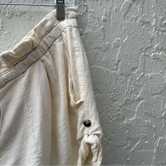 ANTHROPOLOGIE Linen Shorts Women Large Belted Relaxed Neutral Beach Resort - Picture 6 of 10